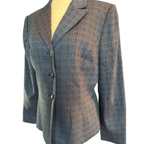 TAHARI Arthur S. Levine Blazer Jacket Fully Lined Blue Abstract Floral 10 Petite - Picture 2 of 8